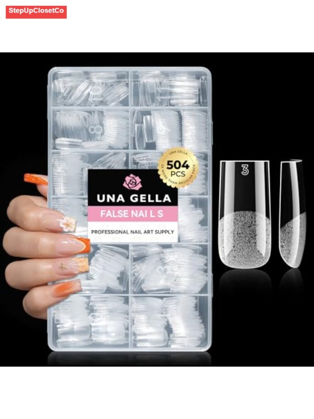 Square Straight Nail Tips Medium 504PCS Pre Etched French Manicure DIY